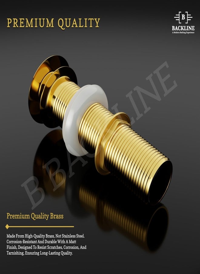 B Backline Brass 7-Inch Pop up Waste Coupling for Wash Basin | 32 MM Full Thread Waste Coupling For Basin (Gold Glossy, 7-INCH) - Image 2
